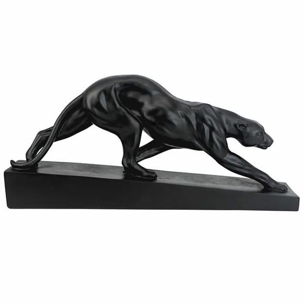 Staty - statuett Design toscano - EU6104 - Staty Art déco panter i lurande svart 7,5 x 42 x 19 cm