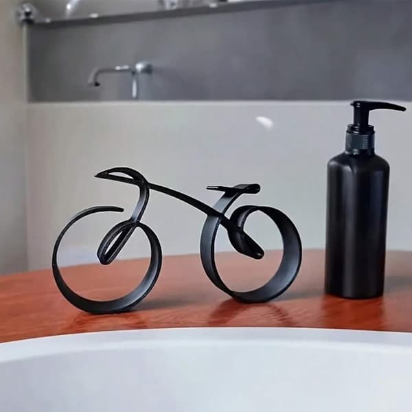 OBOSOE 1 stykke sort akryl cykelskulptur, minimalistisk trådramme model, velegnet til cykelelskere, boligkunst dekoration