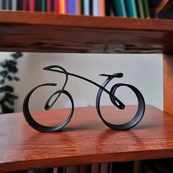 OBOSOE 1 stykke sort akryl cykelskulptur, minimalistisk trådramme model, velegnet til cykelelskere, boligkunst dekoration