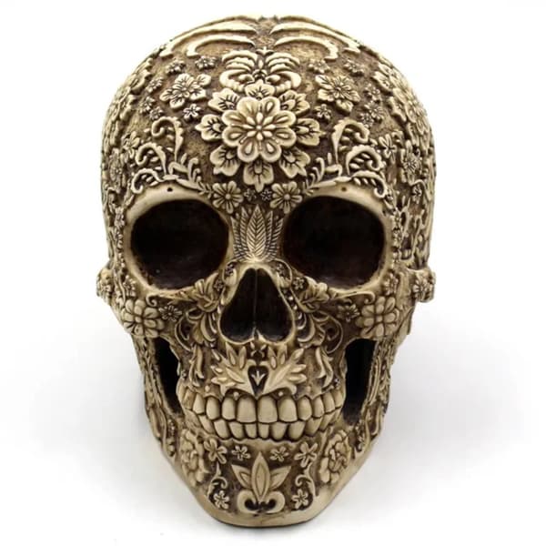 Skulptur af kranium, Resinmateriale, Hjemmedekoration Gave, Unik Design,001