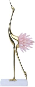 Miniatyrbillede 2 af 2: Elegante Fuglestatuer, Messingmateriale, Marmor-imitation Base, Moderne Stil,Pink-a