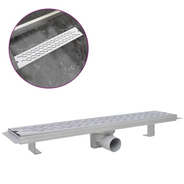 vidaXL Avlång golvbrunn vågig 630x140 mm rostfritt stål