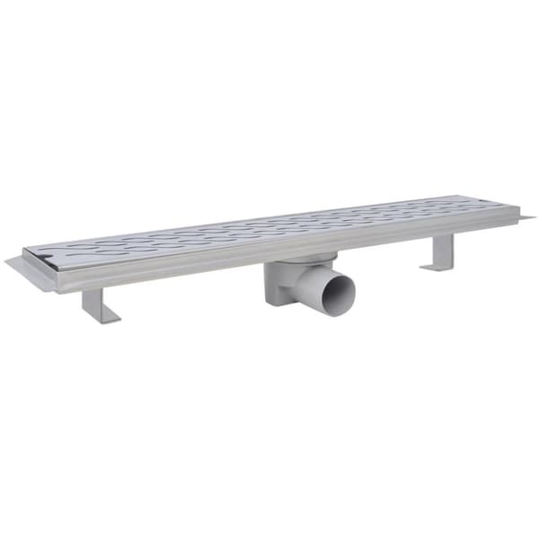vidaXL Lineært bruseafløb bølgedesign 630x140 mm rustfrit stål
