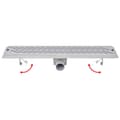 Miniatyrbillede 6 af 10: vidaXL Lineært bruseafløb bølgedesign 630x140 mm rustfrit stål