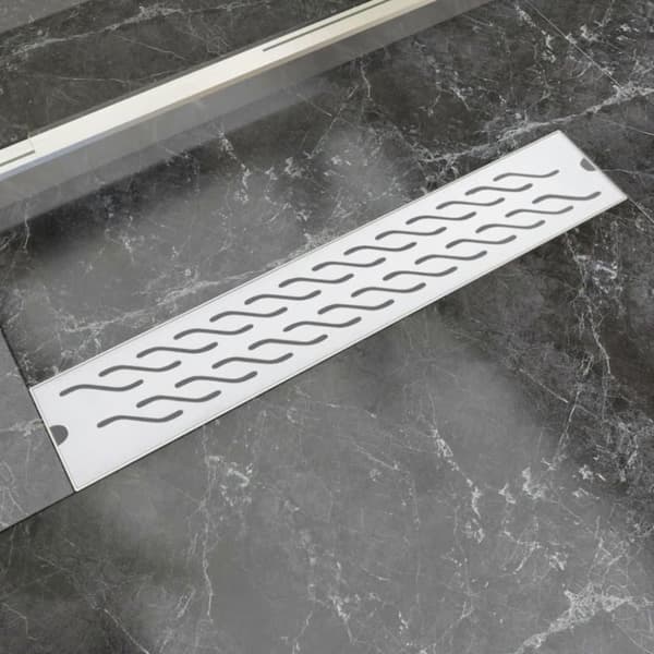 vidaXL Lineært bruseafløb bølgedesign 630x140 mm rustfrit stål