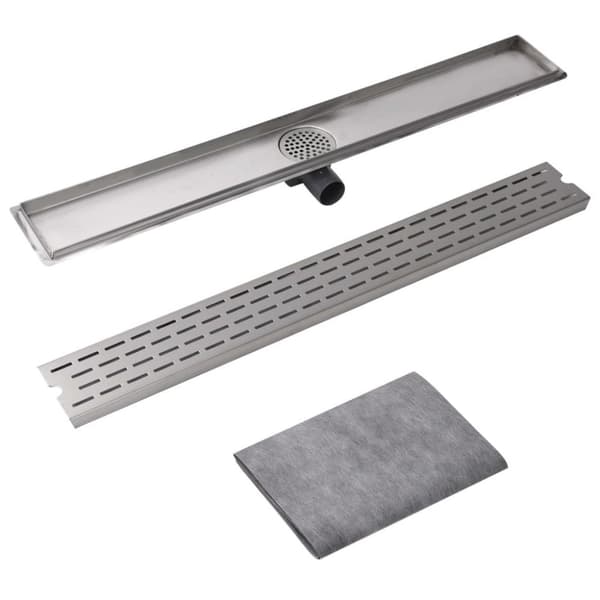 vidaXL Lineært bruseafløb linjedesign 930x140 mm rustfrit stål