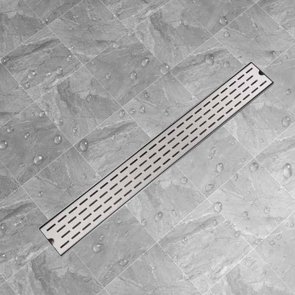 vidaXL Lineært bruseafløb linjedesign 930x140 mm rustfrit stål