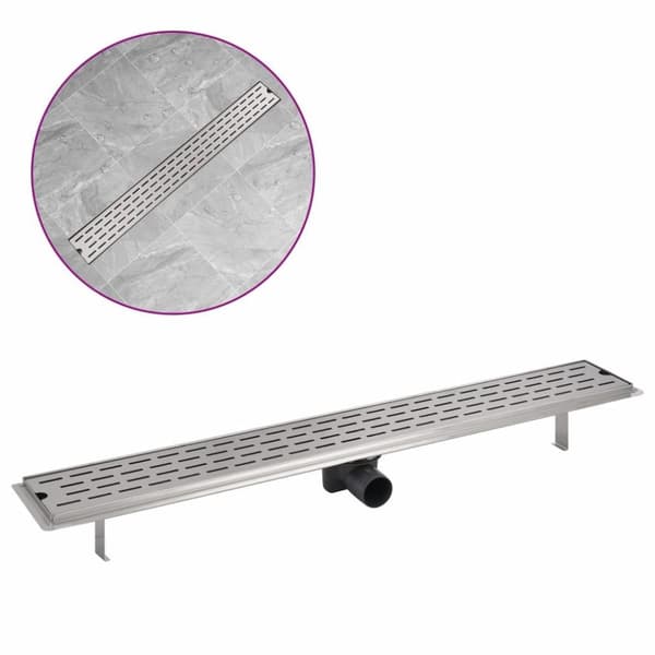 vidaXL Lineært bruseafløb linjedesign 930x140 mm rustfrit stål