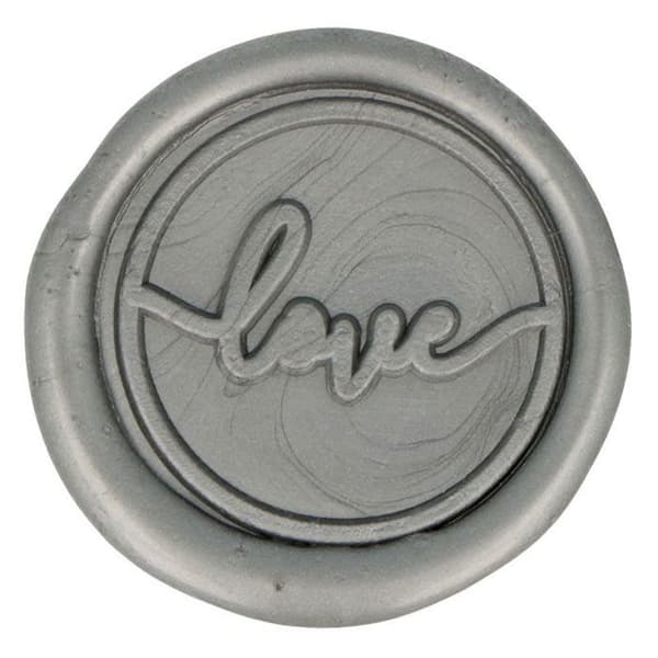 10 Love silver stick-on vaxtätningar 25 mm