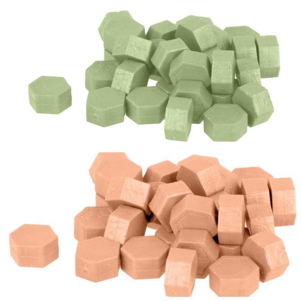 Hexagonala vaxpärlor - Ljusgrön + Rosa