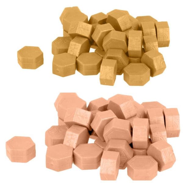 Hexagonala vaxpärlor - guld + rosa