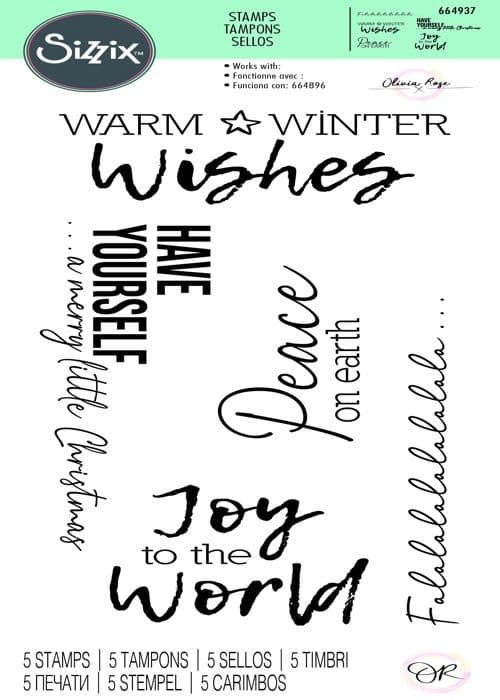 Sizzix - 664937 - Set med 5 klara frimärken Festive Sentiments 1 av Olivia Rose | | Kapitel 3 2022