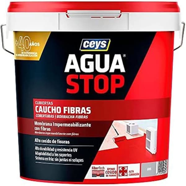 Vattentätningslösning - CEYS - AGUASTOP CAUCHO FIBRAS - Grå - 20 KG - Flerfärgad
