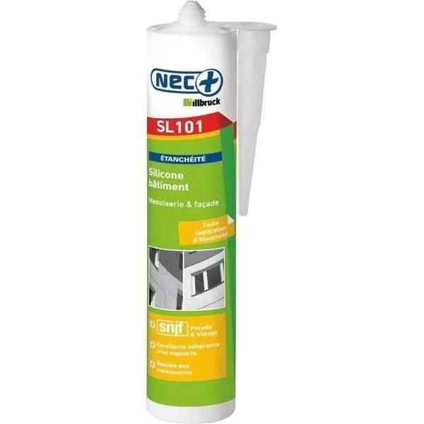 Silicone byggfogmassa - NEC+ - 310mL - Transparent - Antifungal - God vidhäftning