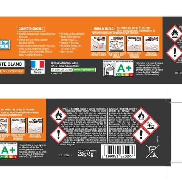 SINTOPIERRE Reparerar golv och väggar - 280 g - Vit