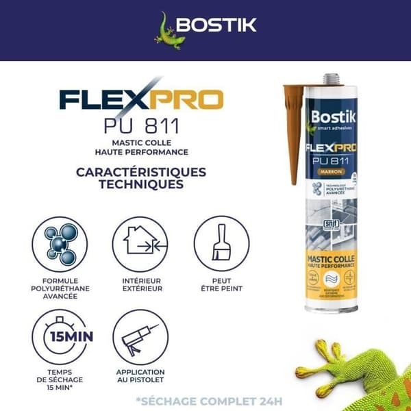 Självhäftande spackel - BOSTIK - PU811 - 300 ml - Hög prestanda - Låg isocyanathalt