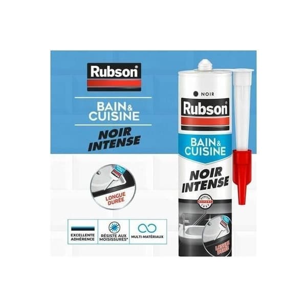 Intensiv svart bad- och köksspackel - RUBSON - 280ml - Silikonelastomer - Tätning