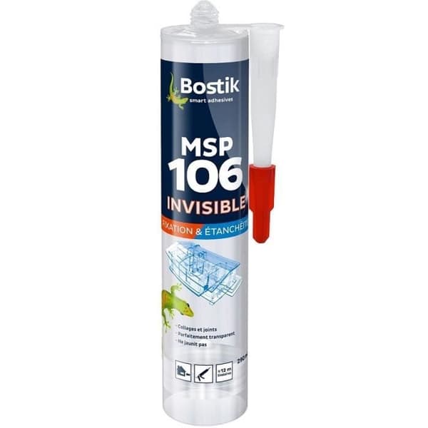 Mastic för Fästning - BOSTIK - MSP 106 Osynlig - Transparent - 290 ml - Limning och Tätsättning