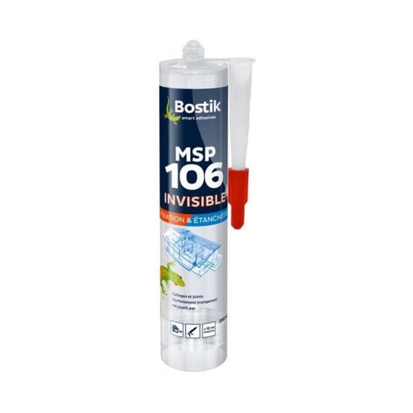 Mastic för Fästning - BOSTIK - MSP 106 Osynlig - Transparent - 290 ml - Limning och Tätsättning