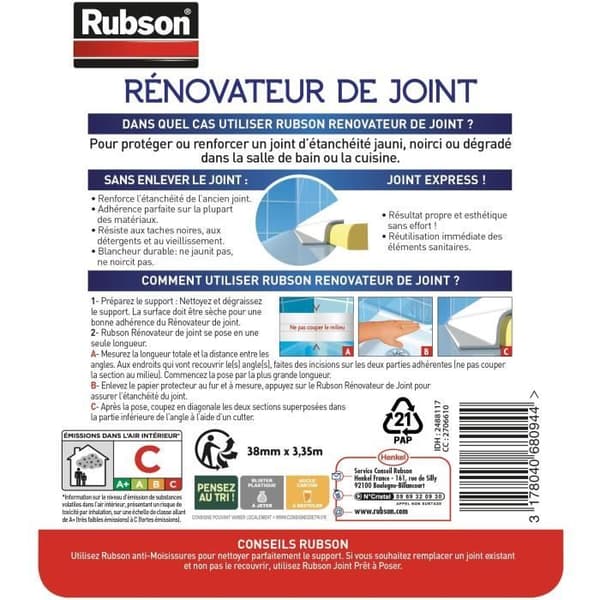 Saine Rénov'Joint Kylpyhuonehuoltotuotteet - RUBSON - Rulla - 38 mm x 3,35 m