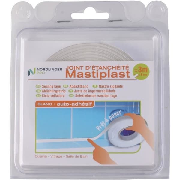 Selvklæbende tætningspakning - NORDLINGER PRO - Mastiplast 9 mm - Hvid