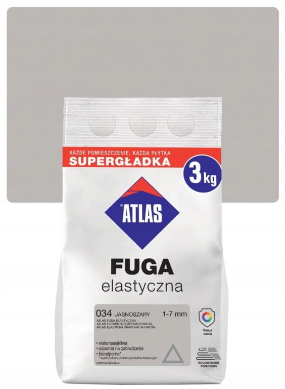 Atlas flexibel fogmassa 3 kg ljusgrå