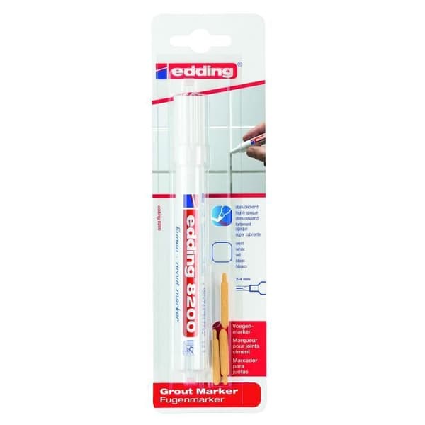 Färgmarkerare för fogar - EDDING - 9049026 - Vit - Vattenfast bläck - Linjebredd 2-4 mm