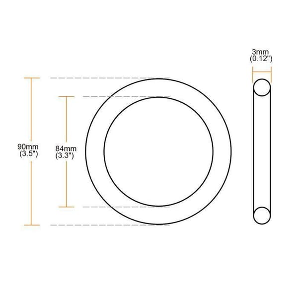 SOURCING KARTA O-Ring 90mm OD 84mm ID 3mm Bredd Metrisk Nitrilgummi Packning Tätning 10st