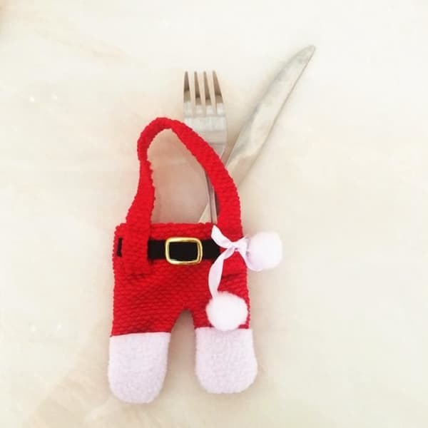 9. Handgjorda vackra Natal kläder byxor formade bestick Julbestick Silverhållare knivar och gafflar poc