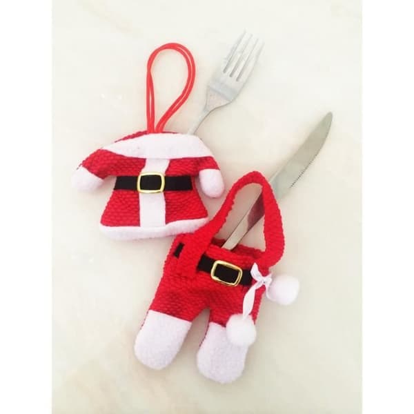 9. Handgjorda vackra Natal kläder byxor formade bestick Julbestick Silverhållare knivar och gafflar poc