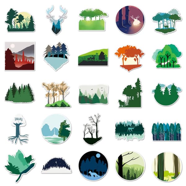 INF DIY-stickerpakke - 50 unikke designs Forest