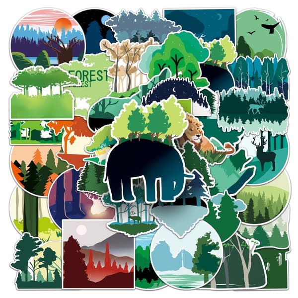 INF DIY-stickerpakke - 50 unikke designs Forest