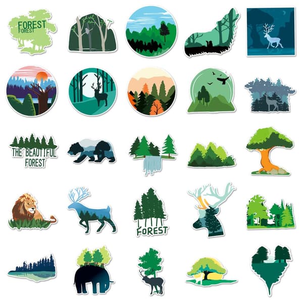 INF DIY-stickerpakke - 50 unikke designs Forest