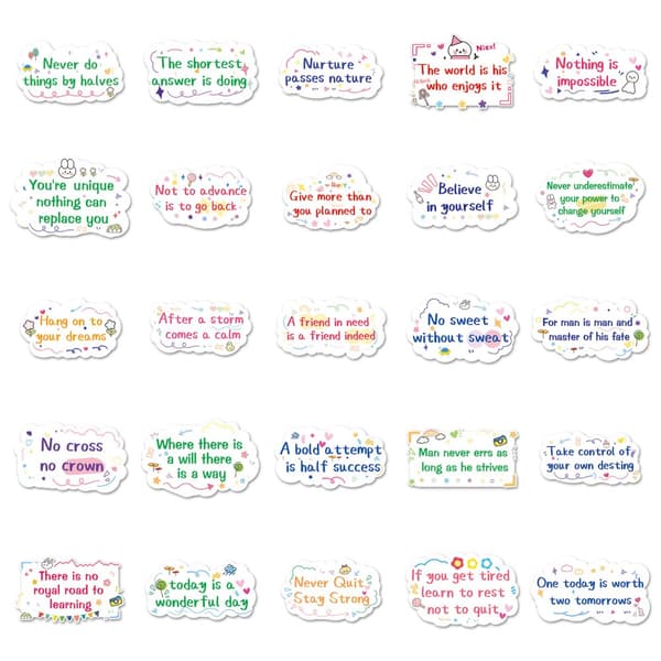INF Tee itse -tarrapakkaus – 50 ainutlaatuista mallia Inspirational English short sentences 1