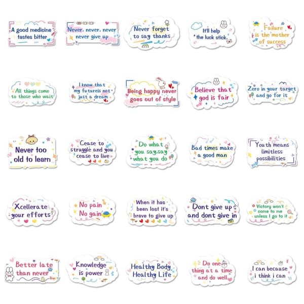 INF Tee itse -tarrapakkaus – 50 ainutlaatuista mallia Inspirational English short sentences 1