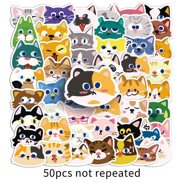 INF DIY-klistremerkepakke - 50 unike design Cat