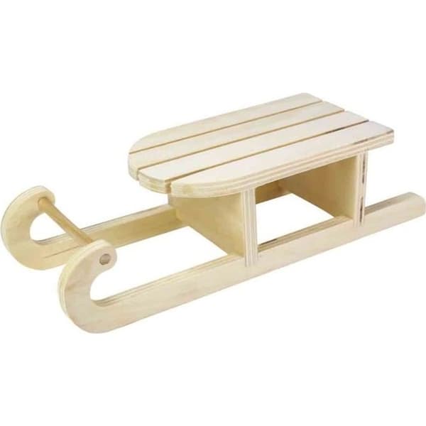 Träsläde - Ej specificerat - 24,5 x 9 x 6,5 cm - Beige - Inomhus - Att ställa.