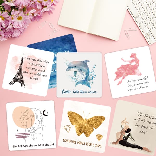 INF 50-pack uppmuntringskort för kvinnor - Inspirerande, motiverande och positiva affirmationskort