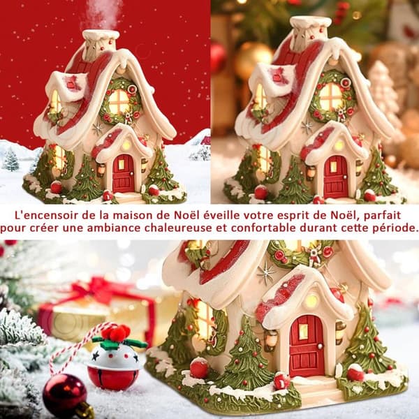 INN Luminous Christmas village 10cm led julbyhus i harts miniatyr julbyns dekoration bord och julgran