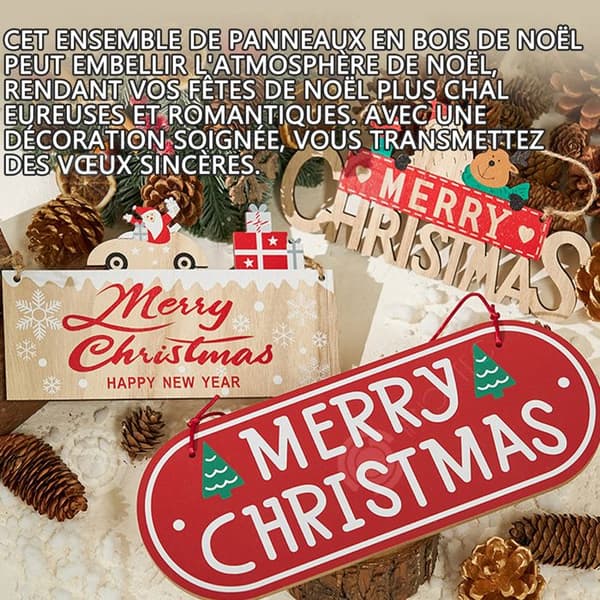 INN Ornaments Set med 3 God Jul Träskylt Jul Gör-det-själv-tillbehör Fönsterhäng och dörrhängningar n-serien