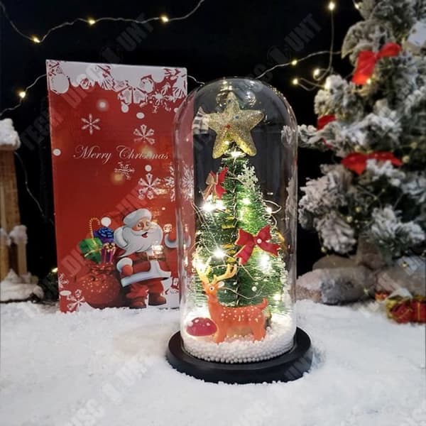 TD® julglas lampskärm kreativa dekorativa prydnader mini julgran LED-lampor självlysande glas lampskärm ornament