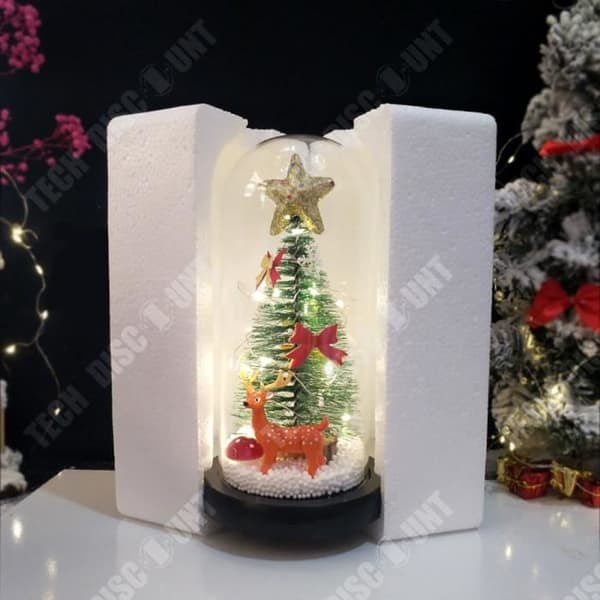 TD® julglas lampskärm kreativa dekorativa prydnader mini julgran LED-lampor självlysande glas lampskärm ornament