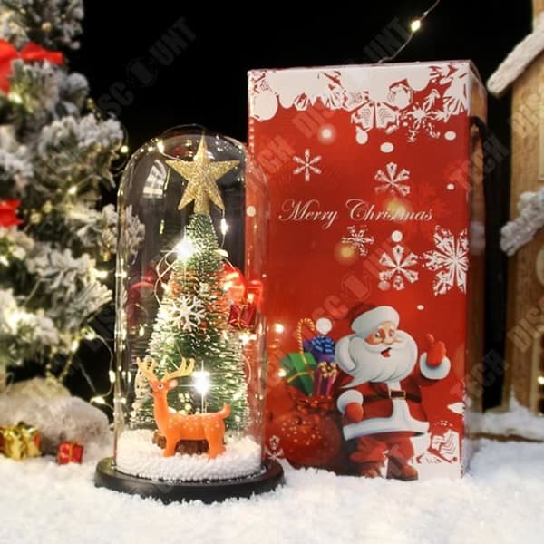 TD® julglas lampskärm kreativa dekorativa prydnader mini julgran LED-lampor självlysande glas lampskärm ornament
