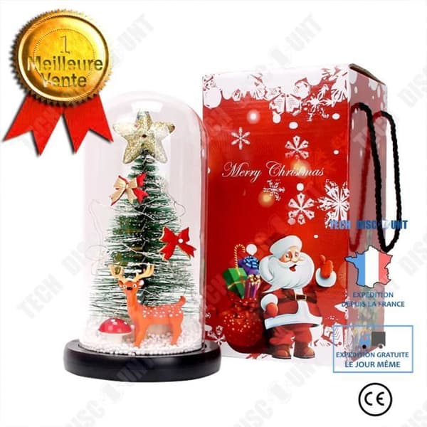 TD® julglas lampskärm kreativa dekorativa prydnader mini julgran LED-lampor självlysande glas lampskärm ornament