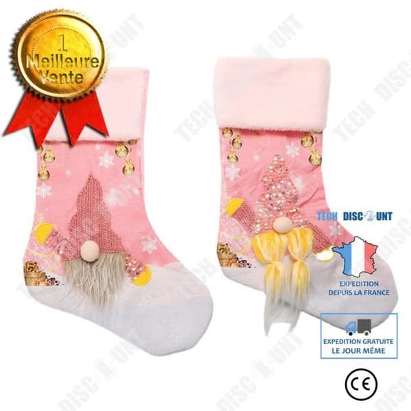 TD® julstrumpor Rosa juldekorationer med ljus Ansiktslösa docka semester kreativa presentstrumpor 2pack