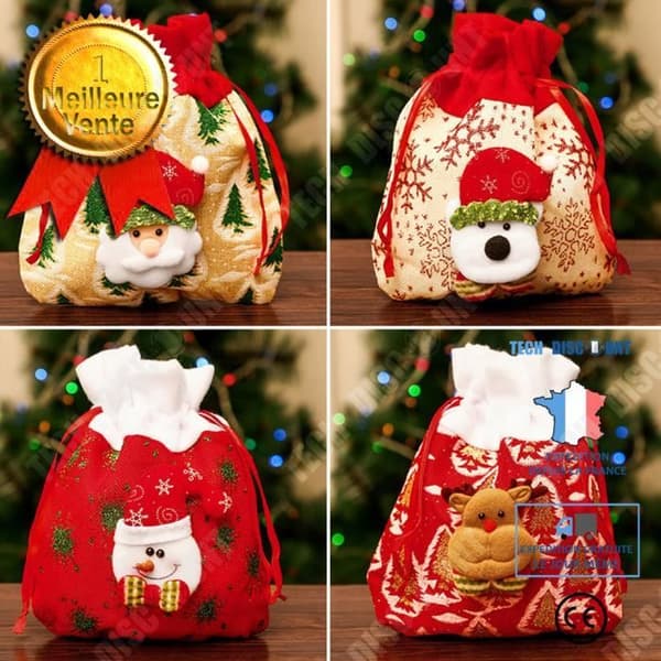 TD® julgodispåse äppelpåse presentpåse fawn bear santa mall juldekoration 4-pack