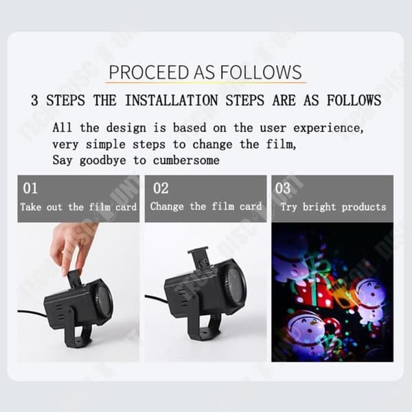 TD® LED julsnöflinga projektionsljus Halloween-kort filmmönsterprojektor Färgglad roterande laseratmosfärsljus
