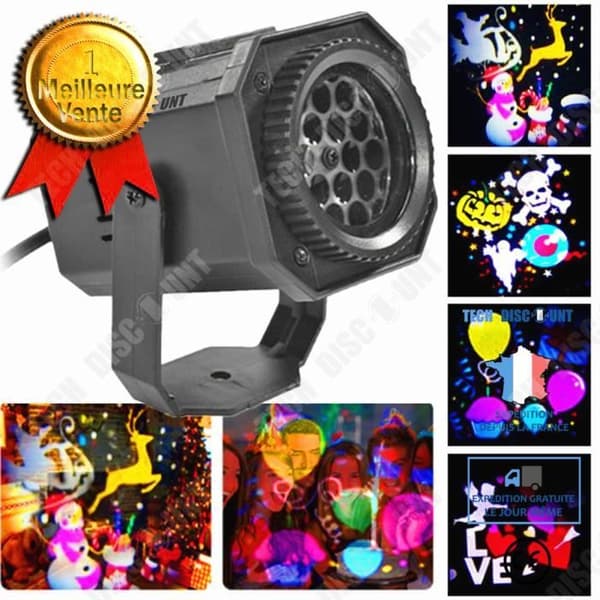 TD® LED julsnöflinga projektionsljus Halloween-kort filmmönsterprojektor Färgglad roterande laseratmosfärsljus