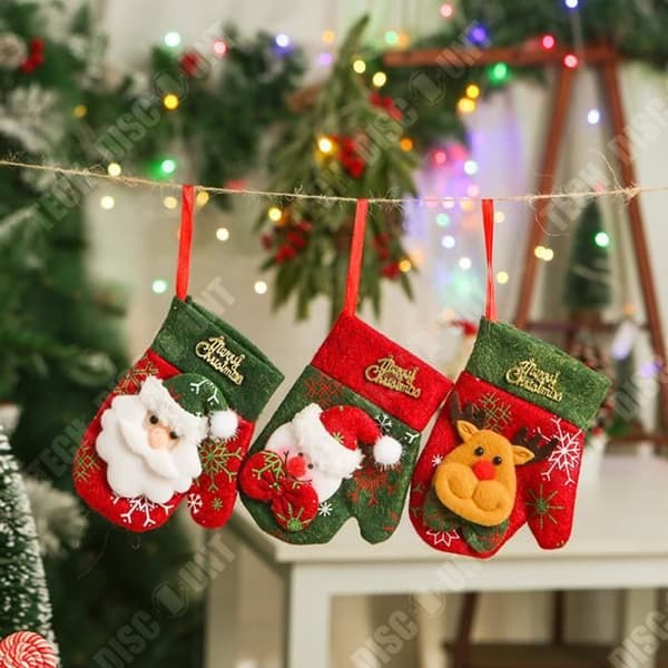 TD® Juldekoration Liten ovävd julstrumpa Julgranshänge Godispåse Paket om 4