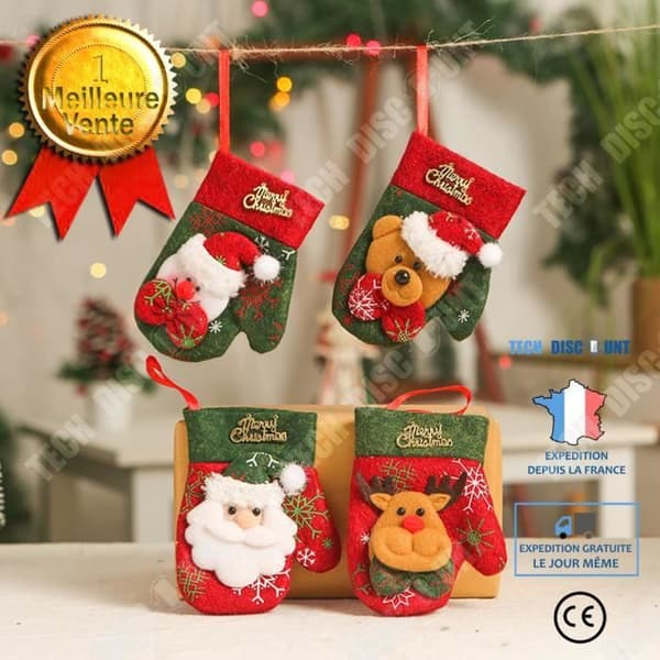 TD® Juldekoration Liten ovävd julstrumpa Julgranshänge Godispåse Paket om 4